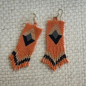 Ink & Alloy Orange and Black Beaded Earrings